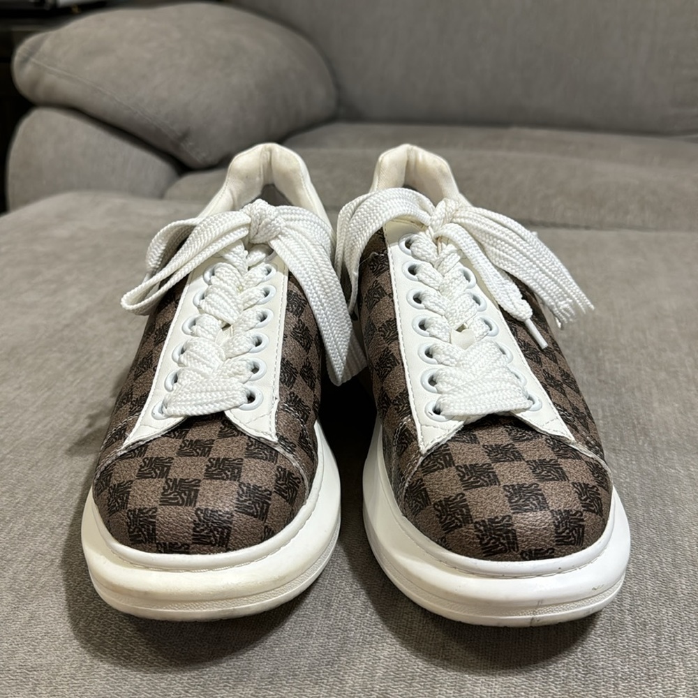 Brown Steve Madden Block Print Platform Sneakers - image 4
